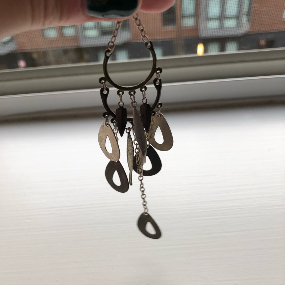 Vintage silver & gray metal dreamcatcher necklace - Picture 5 of 7